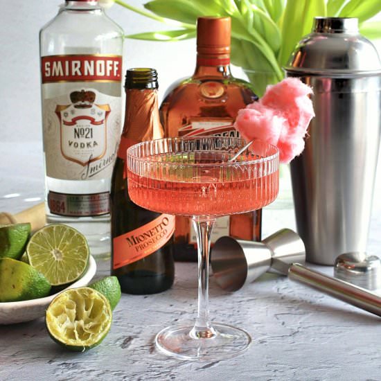 Sparkling Cotton Candy Cosmopolitan - Recipe photo by Hungry Couple