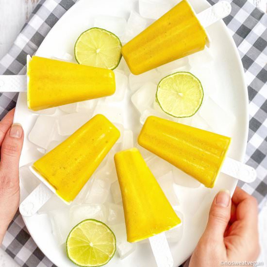 Vegan Mango Lassi Popsicles - Recipe photo by No Sweat Vegan