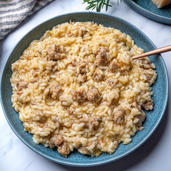 Risotto with Italian Sausage - Recipe photo by skinnyspatula