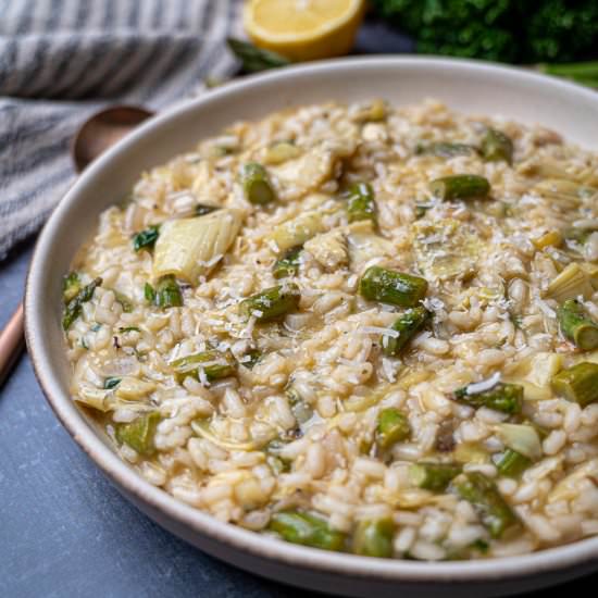Asparagus and Artichoke Risotto - Recipe photo by skinnyspatula