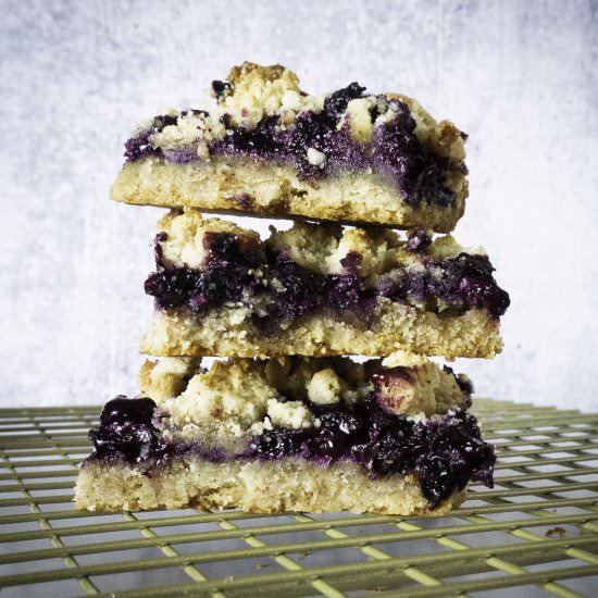 Vegan Blueberry Almond Crumble Bars - Recipe photo by Share the Spice