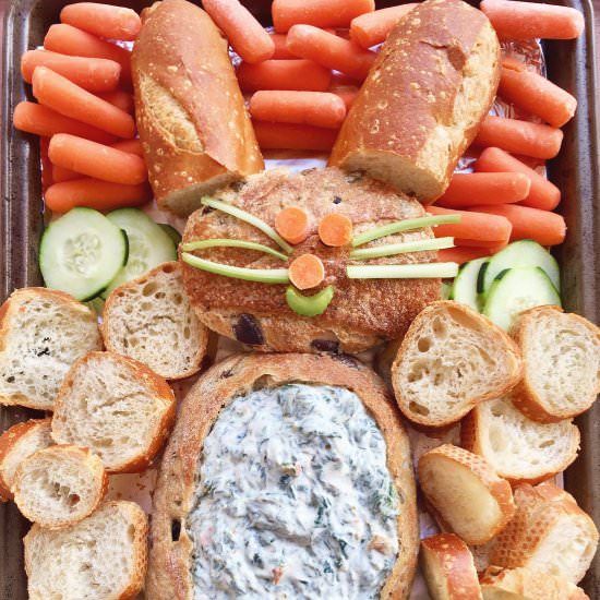 Easter Bunny Spinach Dip - Recipe photo by Kathryns.kitchen.blog