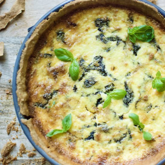 deep-dish spinach pancetta quiche - Recipe photo by ahintofrosemary