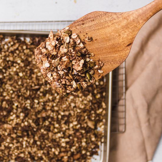 Healthy Homemade Chocolate Granola - Recipe photo by caiteyjay