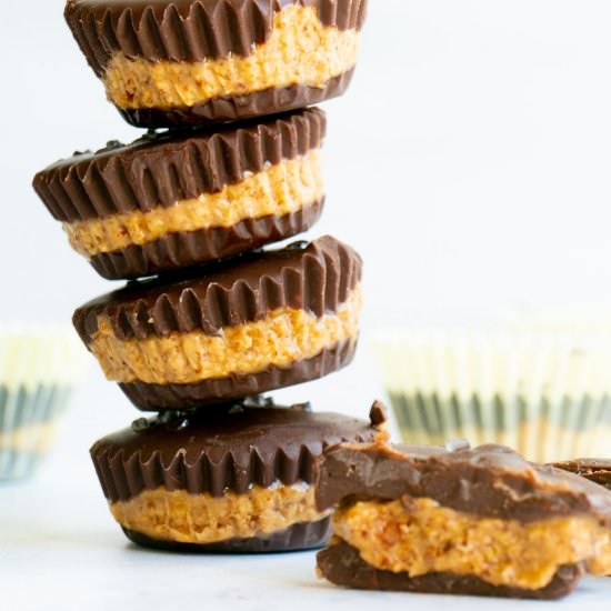 Dark Chocolate Almond Butter Cups - Recipe photo by TheDeliciousSpoon