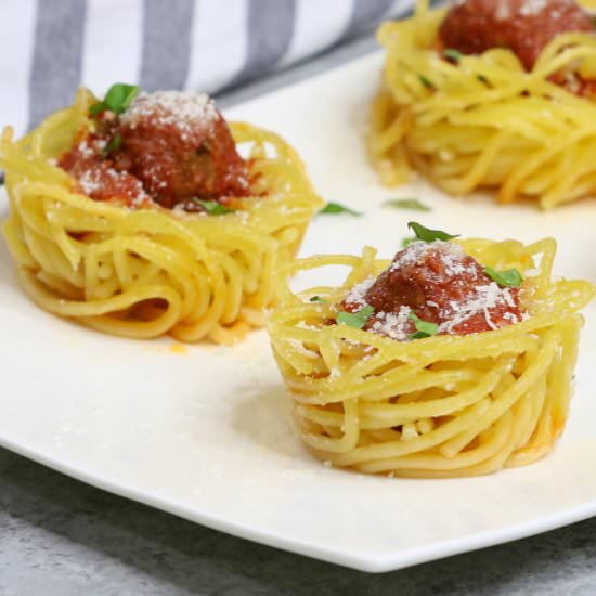 spaghetti meatball cups - Recipe photo by tipbuzz