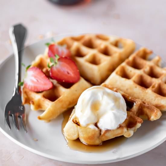 yeasted waffles + maple mascarpone - Recipe photo by withspice