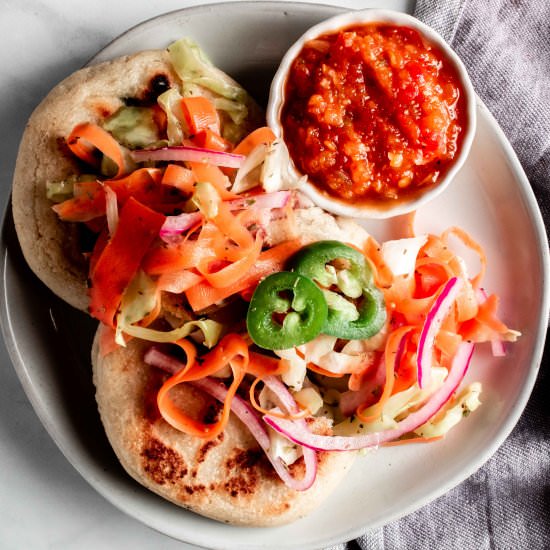 roasted poblano pupusas + curtido - Recipe photo by whisked away kitchen