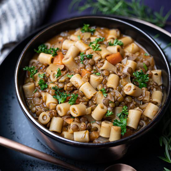 Easy Pasta with Lentils - Recipe photo by skinnyspatula