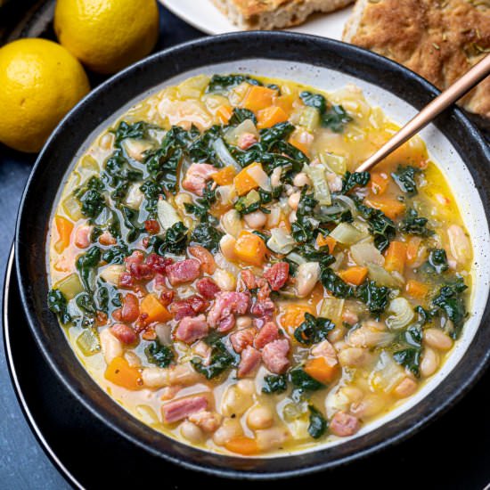 Chunky White Bean and Pancetta Soup - Recipe photo by skinnyspatula