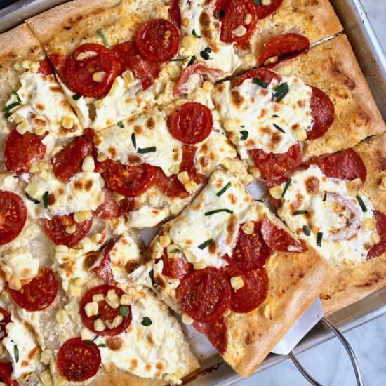 Creamed Corn Pepperoni Pizza - Recipe photo by thebrookcook.wordpress.com