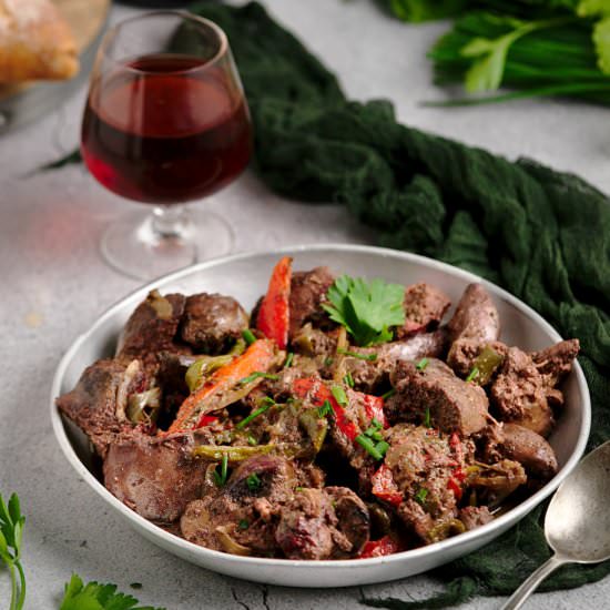 Chicken Livers with Onions & Pepper - Recipe photo by savorysuitcase