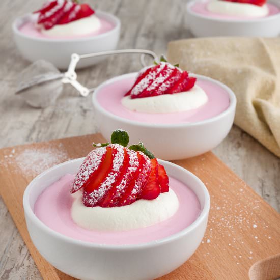 Junket with Strawberries and Cream - Recipe photo by Historical Foodways