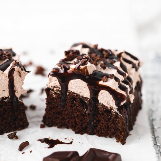 Chocolate sheet cake - Recipe photo by TheChestnutBakery