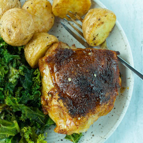 Crispy chicken thighs w/ hot honey - Recipe photo by onegirl_onekitchen