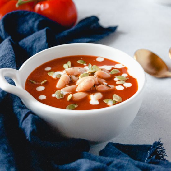 Creamy Vegan Tomato Soup - Recipe photo by Plant-Powered Cooking