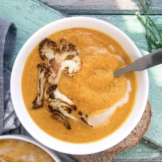 Carrot Cauliflower Coconut Soup - Recipe photo by girlaboutgreens
