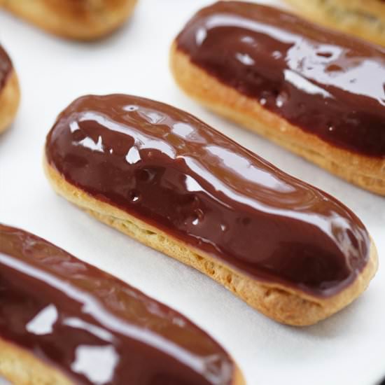 Best Double Chocolate Éclairs - Recipe photo by BearNakedFood