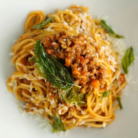 Spaghetti Bolognese - Recipe photo by BearNakedFood