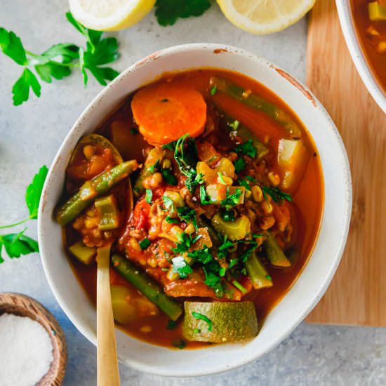 Mung Bean Soup with Vegetables - Recipe photo by Running to the Kitchen