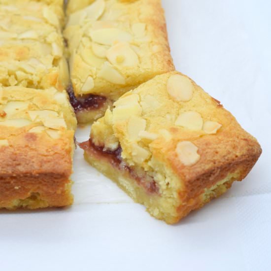 White Chocolate Bakewell Blondies - Recipe photo by Sweet Mouth Joy