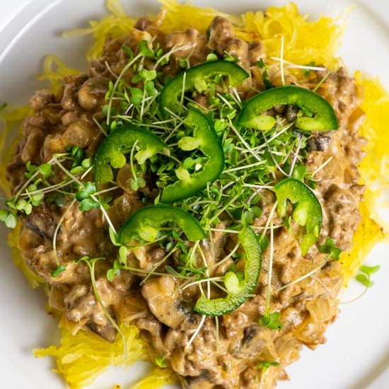 Easy Low-Carb Beef Stroganoff - Recipe photo by cookcraftcultivate