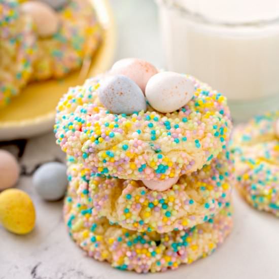 Easter Bird's Nest Funfetti Cookies - Recipe photo by Lemon blossoms