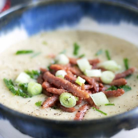 Baked potato soup - Recipe photo by Mandy Sneaky Veg