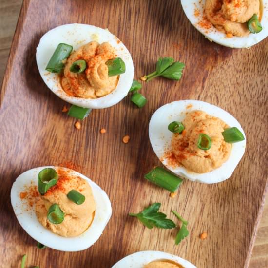 Chipotle Deviled Eggs - Recipe photo by Horses &amp; Heels