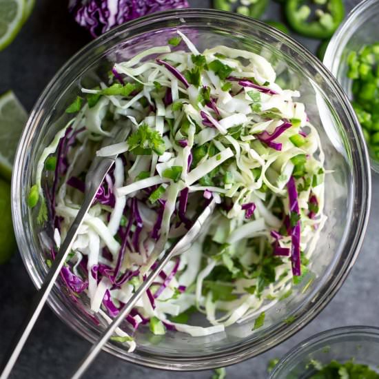 Cilantro Lime Slaw - Recipe photo by peasandcrayons