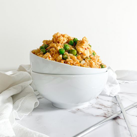 Kimchi Cauliflower Fried Rice - Recipe photo by Elle Jay at Home