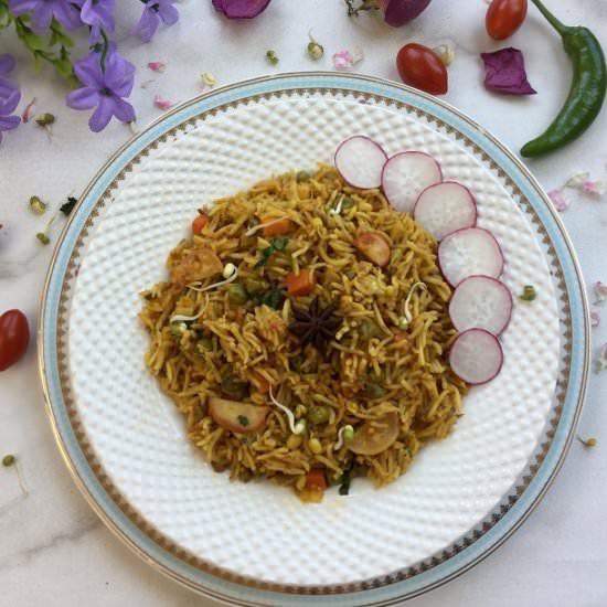 Pressure Cooker Tomato Pulao - Recipe photo by CurryandVanilla