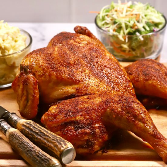 Smoked Spatchcock Chicken - Recipe photo by Grits and Pinecones