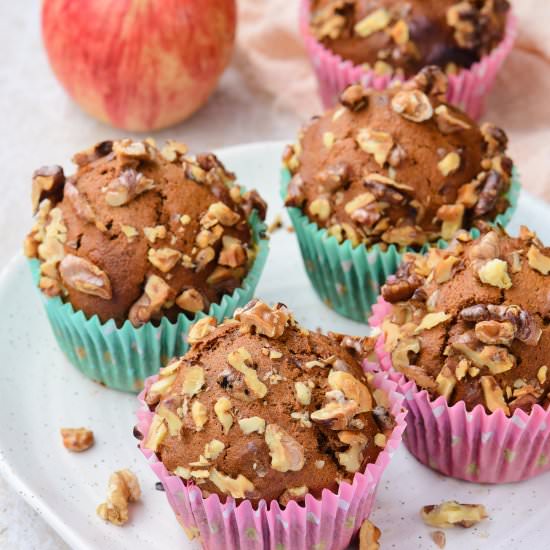 Eggless wholewheat apple muffins - Recipe photo by secondrecipe