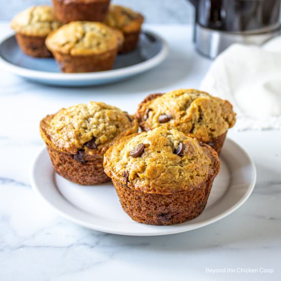 Banana Chocolate Chip Muffins - Recipe photo by BeyondtheCoop