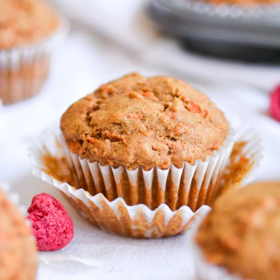 Vegan Carrot Cake Muffins - Recipe photo by earthly provisions