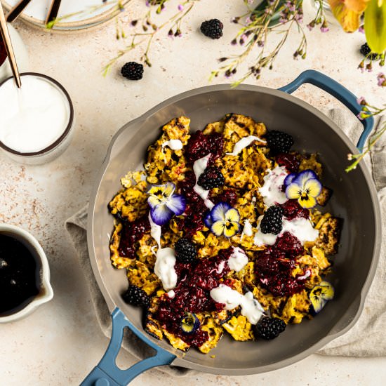 Matzo Brei w/ Blackberry Compote - Recipe photo by leisurefanclub