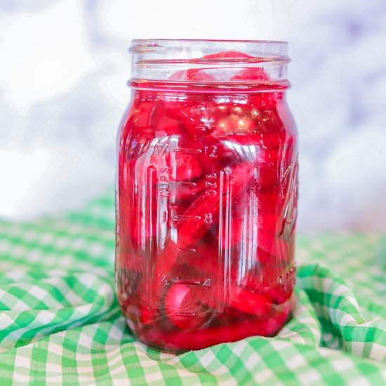 Pink Onions Pickled in Beet Juice - Recipe photo by HIldaskitchenblog