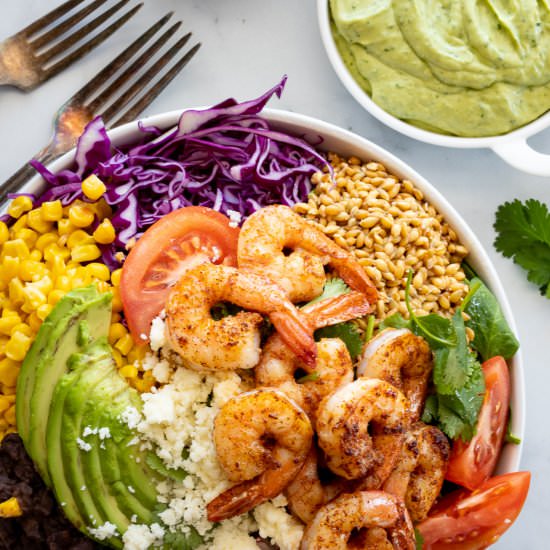 Spicy Shrimp Buddha Bowl - Recipe photo by Aredspatula