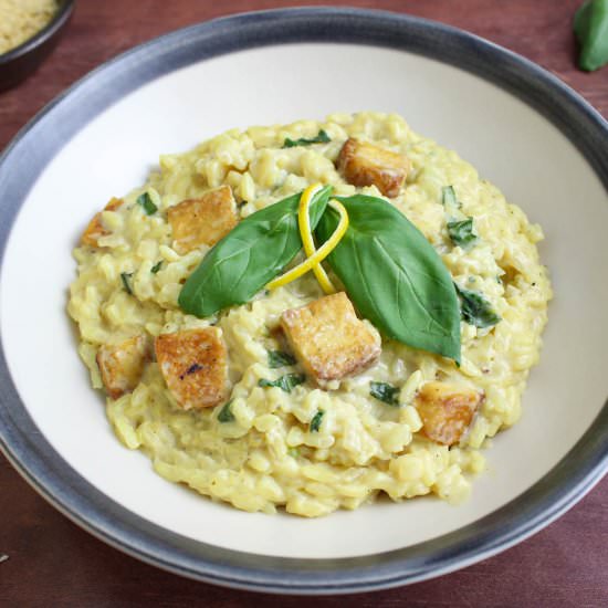 Vegan Smoked Tofu Risotto - Recipe photo by The Pesky Vegan
