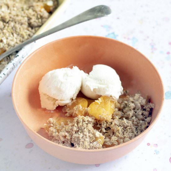 Gluten free apricot crumble - Recipe photo by Mandy Sneaky Veg