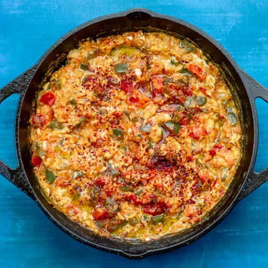 Menemen (Turkish Scrambled Eggs) - Recipe photo by The Mediterranean Dish