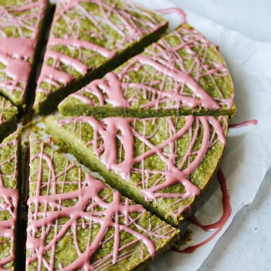 Matcha Shortbread w/ Ruby Chocolate - Recipe photo by thefigjar