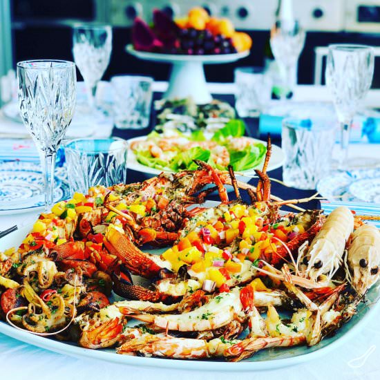 Grilled Lobster Seafood Feast - Recipe photo by PetersFoodAdventures