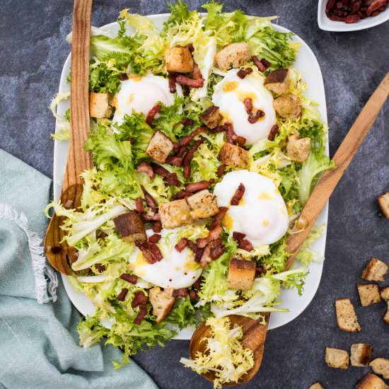 Frisée Salad with Baguette Croutons - Recipe photo by Chef Molly