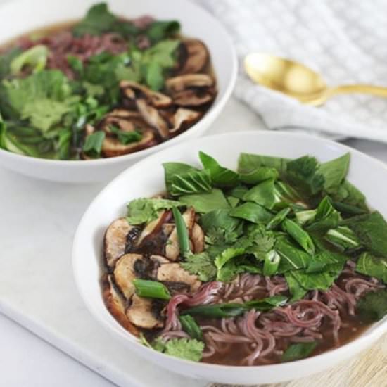Mushroom & Bok Choy Ramen Bowl - Recipe photo by FitLiving Eats