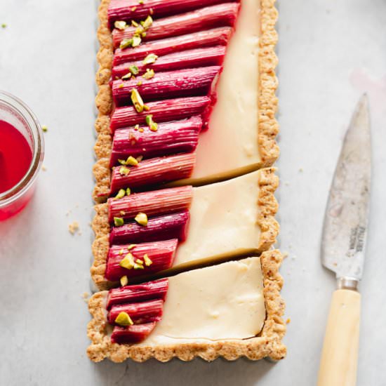 Vegan Rhubarb Custard Tart - Recipe photo by addictedtodates