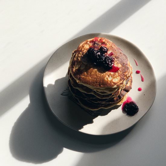 Blueberry Breakfast Pancakes - Recipe photo by allthatshecraves
