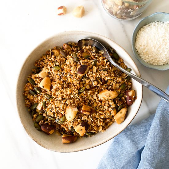 Ginger brazil nut granola - Recipe photo by Low Histamine Kitchen