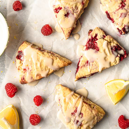 The Best Lemon Raspberry Scones - Recipe photo by eatlovenamaste